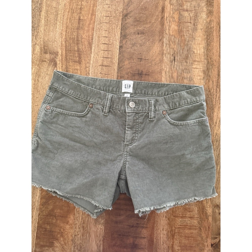 GAP Olive Green Corduroy Shorts Womens 4 Stretch Frayed Hem Casual Summer